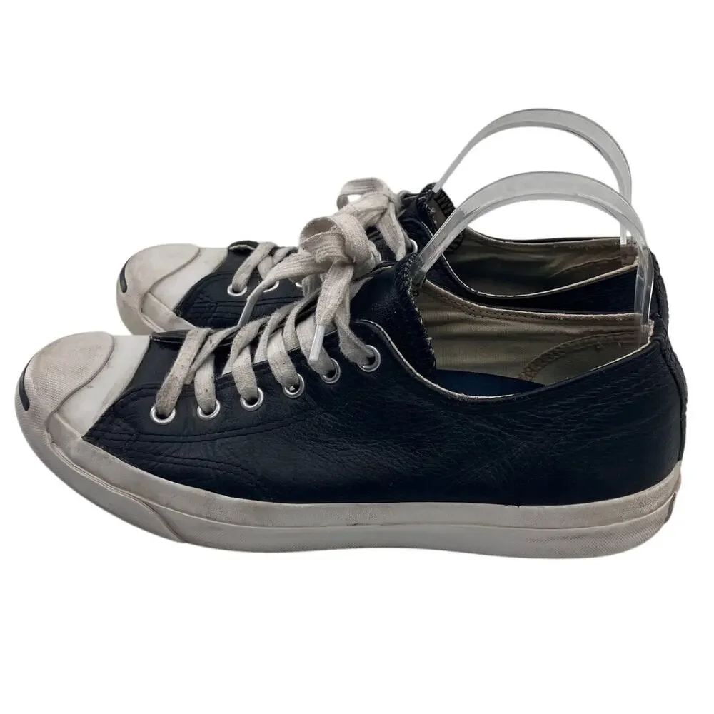 Converse Jack Purcell Black White Leather Low Top Lace Up Unisex Sneaker Shoes - Picture 3 of 10